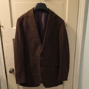Bartorelli Napoli Abito Sartoriale Men's Brown 100% Wool Tweed  Blazer Size 50R